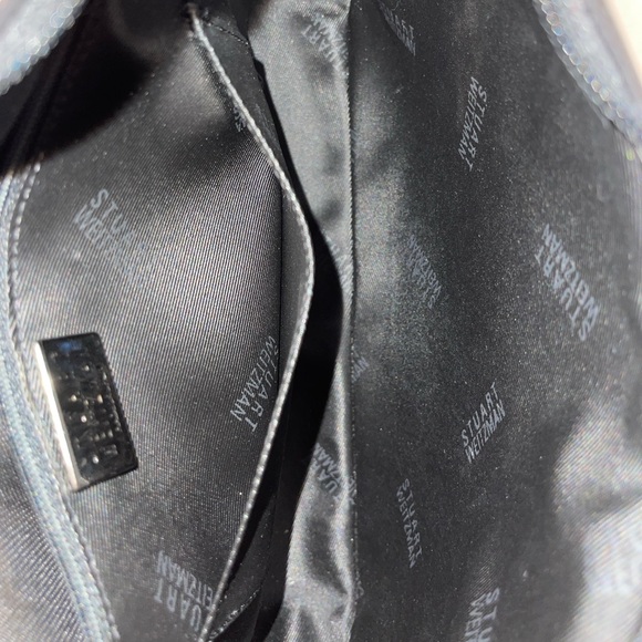 Stuart Weitzman Vintage Shoulder Bag Purse Black Leather and Grey Wool - Picture 7 of 8